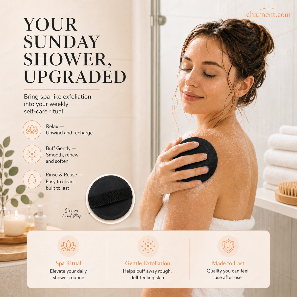 Exfoliating Scrub Bath Pads | Deep Cleanse & Brighten Skin | Durable Rubber Body Scrubber