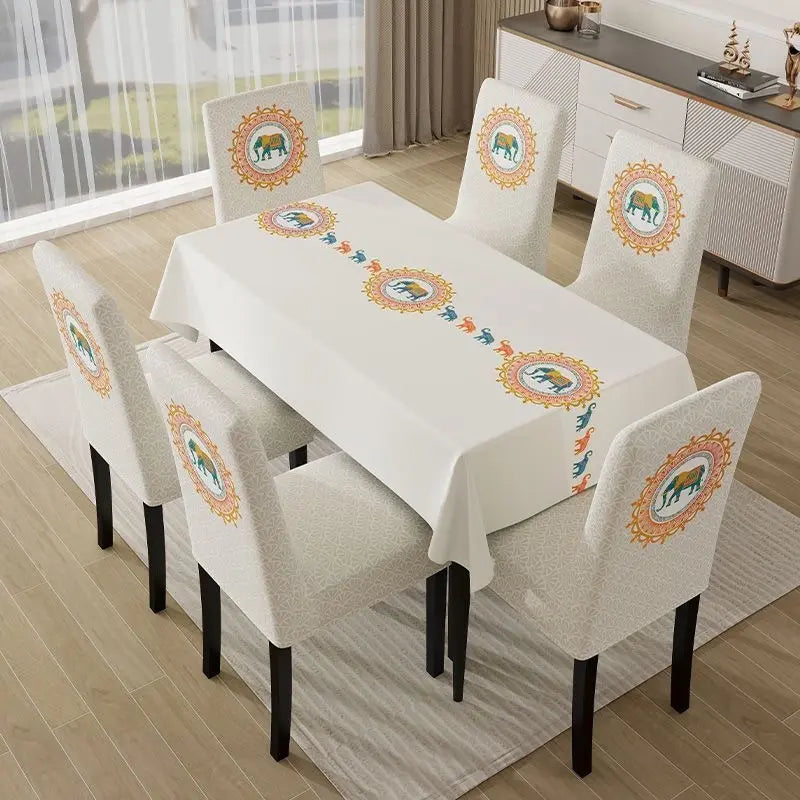Embroidered Stretch Chair Cover - Thick Universal Dining Chair Slipcover, All Season, Aesthetic Room Decor
