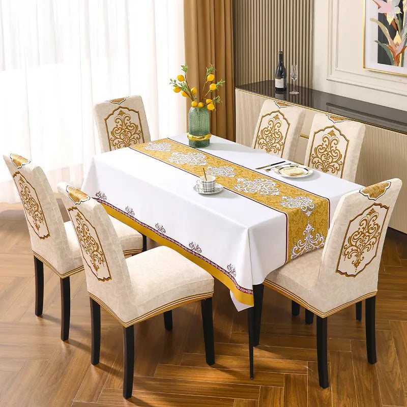Embroidered Stretch Chair Cover - Thick Universal Dining Chair Slipcover, All Season, Aesthetic Room Decor
