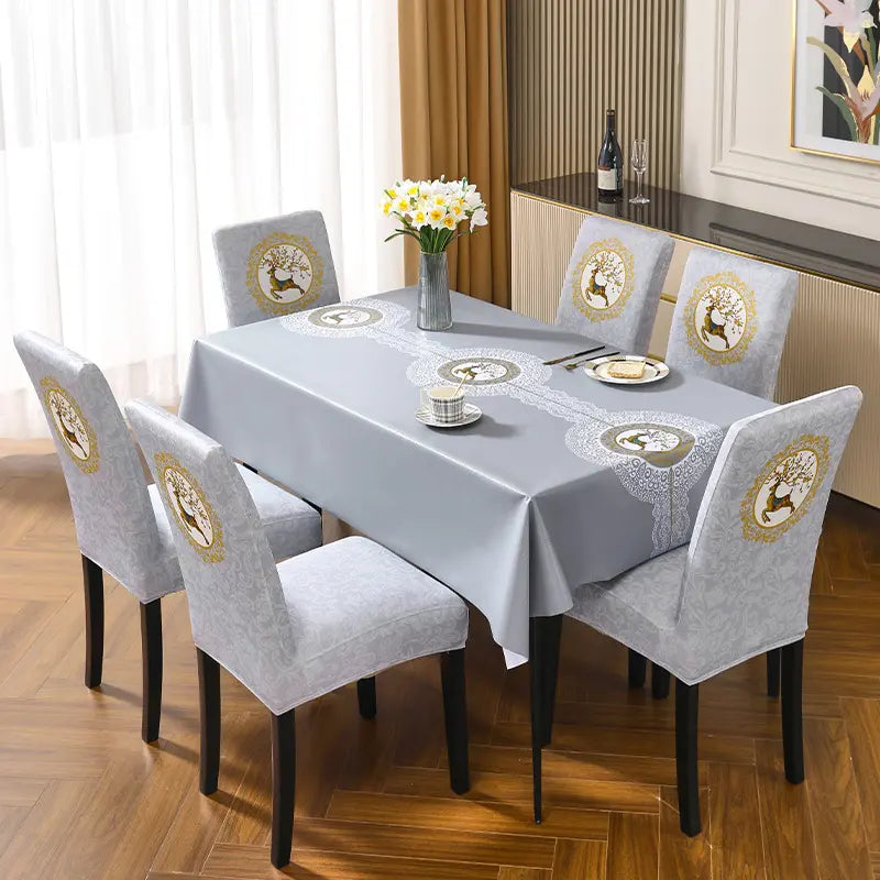 Embroidered Stretch Chair Cover - Thick Universal Dining Chair Slipcover, All Season, Aesthetic Room Decor