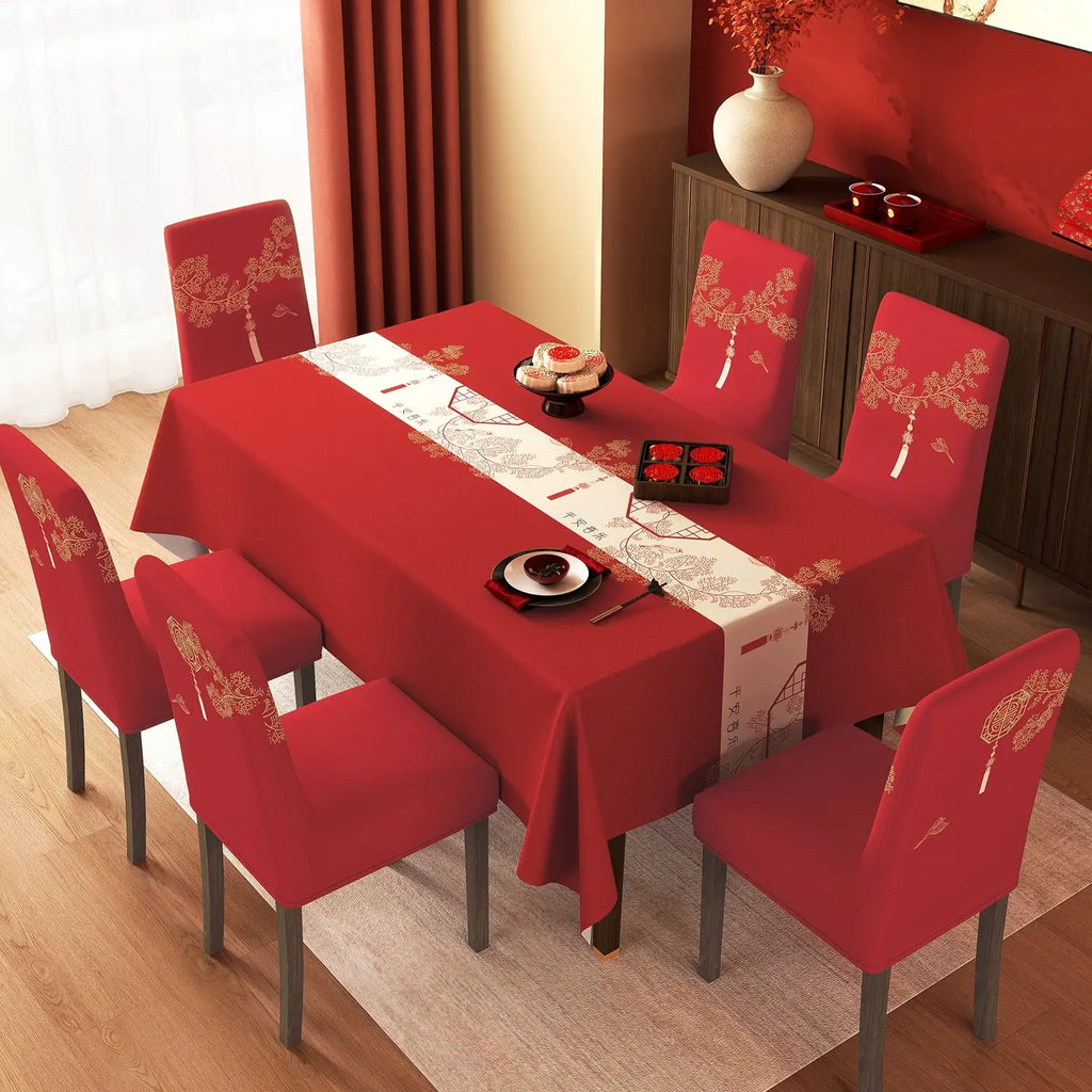 Embroidered Stretch Chair Cover - Thick Universal Dining Chair Slipcover, All Season, Aesthetic Room Decor