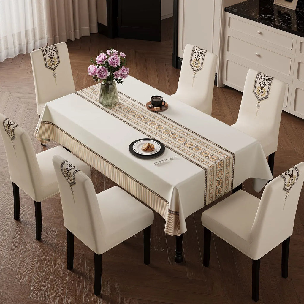 Embroidered Stretch Chair Cover - Thick Universal Dining Chair Slipcover, All Season, Aesthetic Room Decor