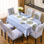 Embroidered Stretch Chair Cover - Thick Universal Dining Chair Slipcover, All Season, Aesthetic Room Decor