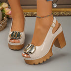 ☀️New arrival 45% OFF!🏖️Elegant Peep-Toe Buckle Heeled Sandals