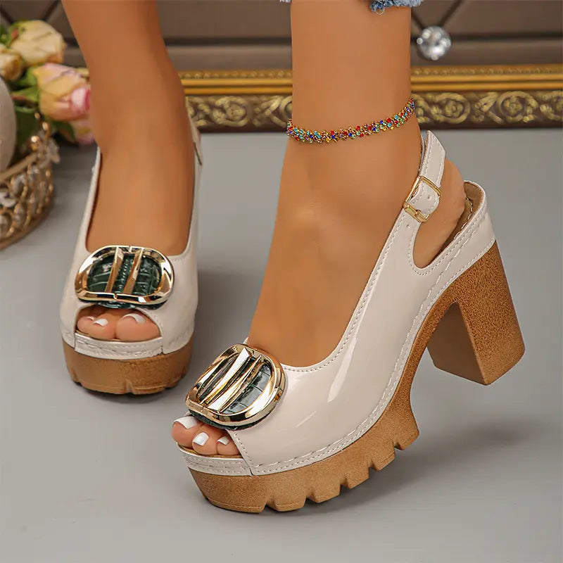 ☀️New arrival 45% OFF!🏖️Elegant Peep-Toe Buckle Heeled Sandals