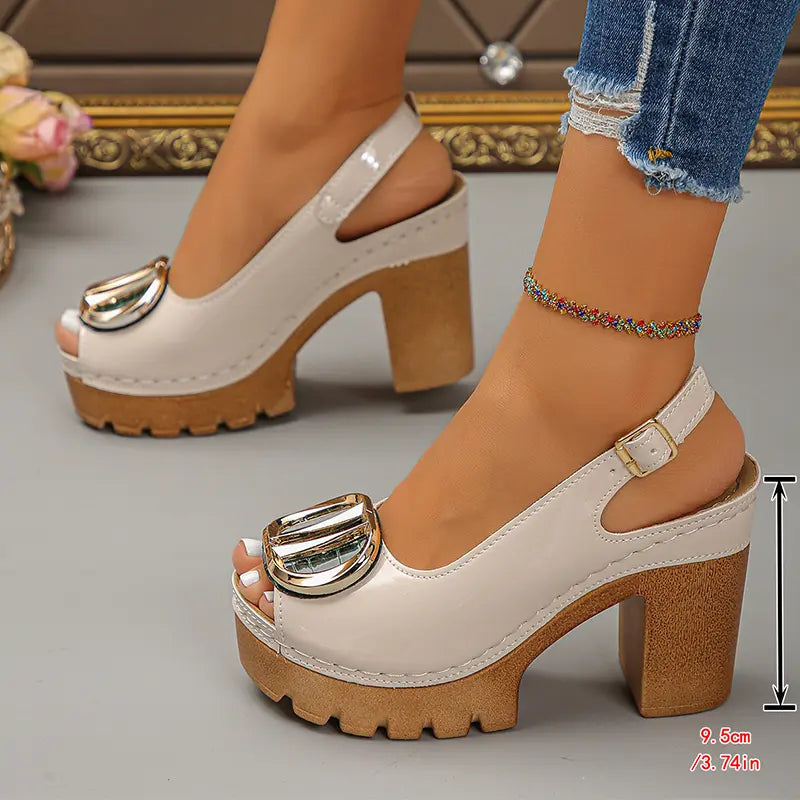 ☀️New arrival 45% OFF!🏖️Elegant Peep-Toe Buckle Heeled Sandals