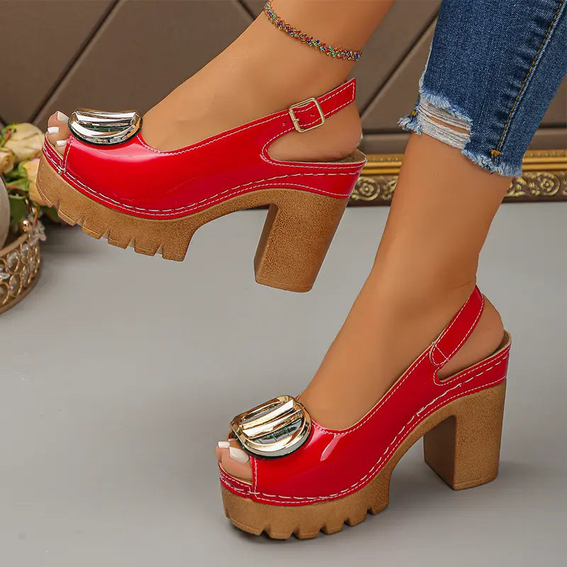 ☀️New arrival 45% OFF!🏖️Elegant Peep-Toe Buckle Heeled Sandals