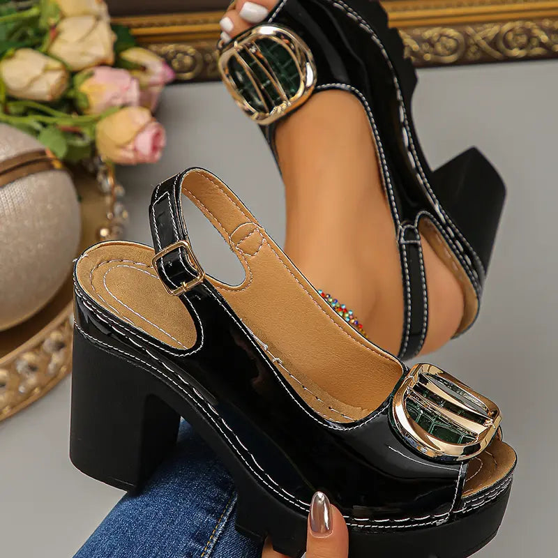 ☀️New arrival 45% OFF!🏖️Elegant Peep-Toe Buckle Heeled Sandals