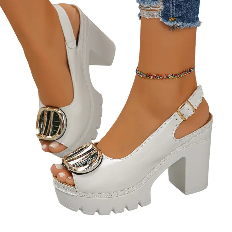 ☀️New arrival 45% OFF!🏖️Elegant Peep-Toe Buckle Heeled Sandals