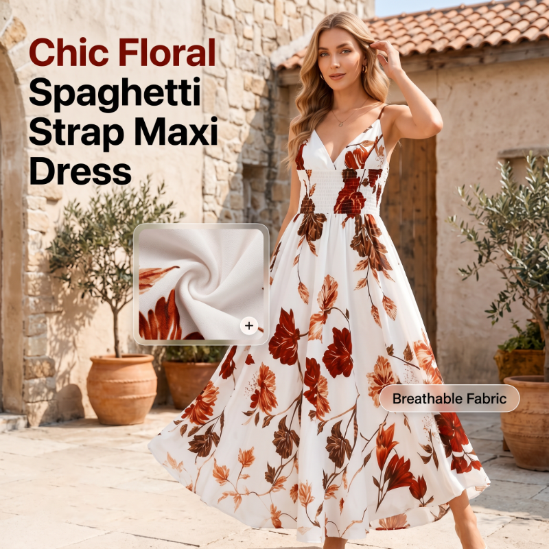Women's Floral Spaghetti Strap Maxi Dress